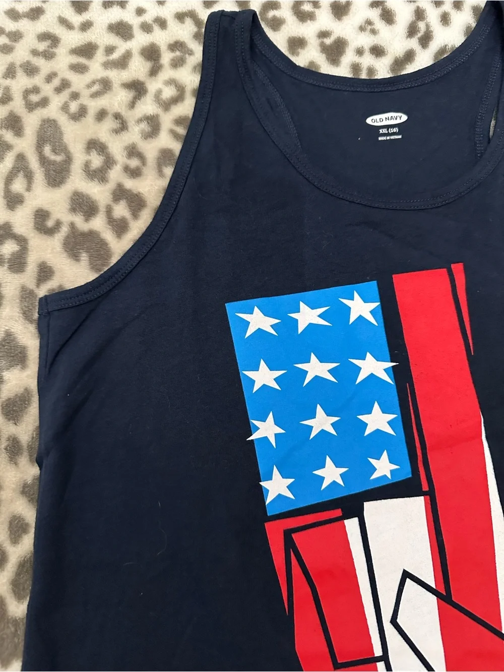 Old Navy Graphic Flag Racerback Tank Peace USA Blue Size XXL 16 Live Free 2018